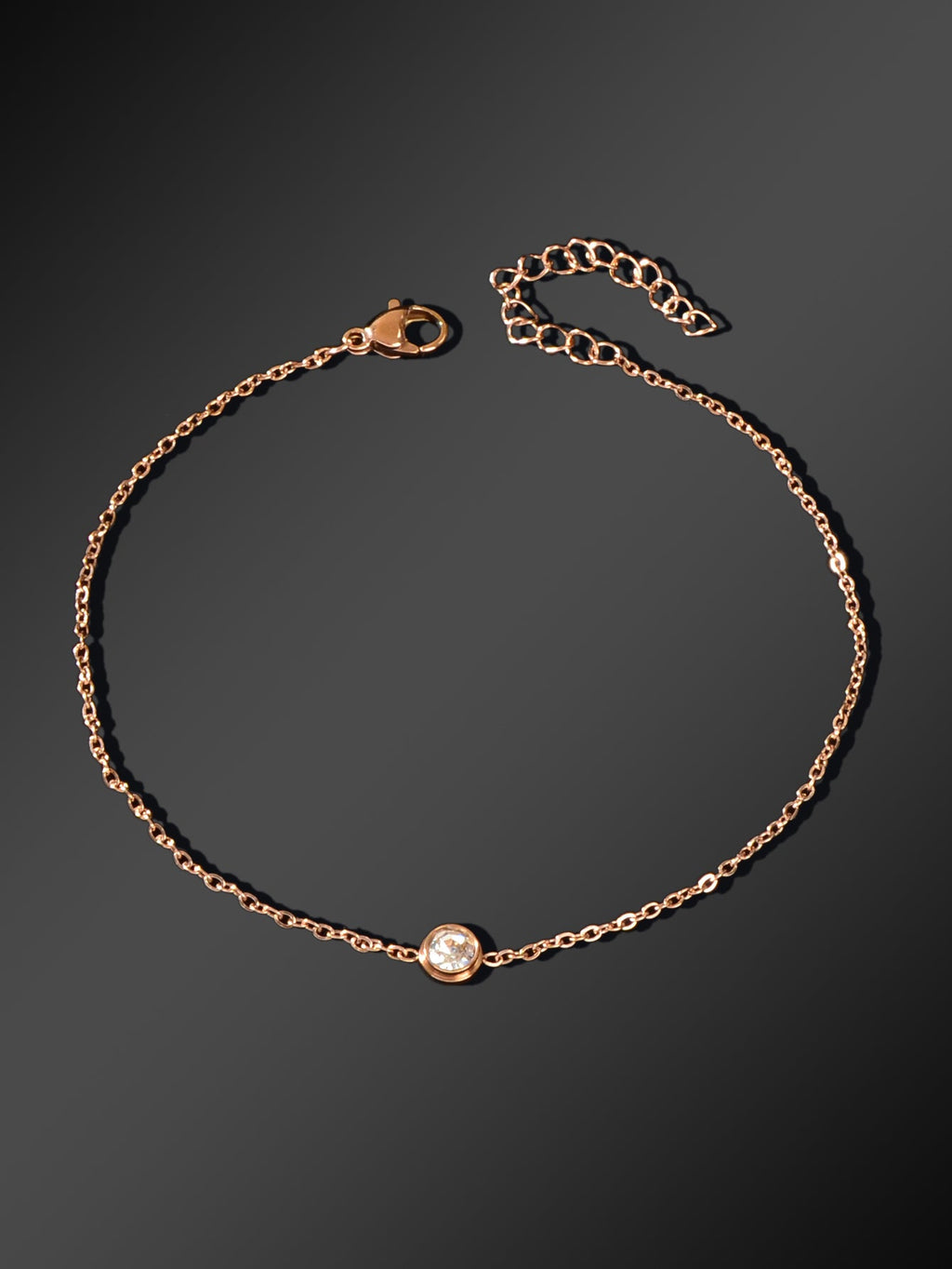 Rose Gold Rhinestone Charm Anklet