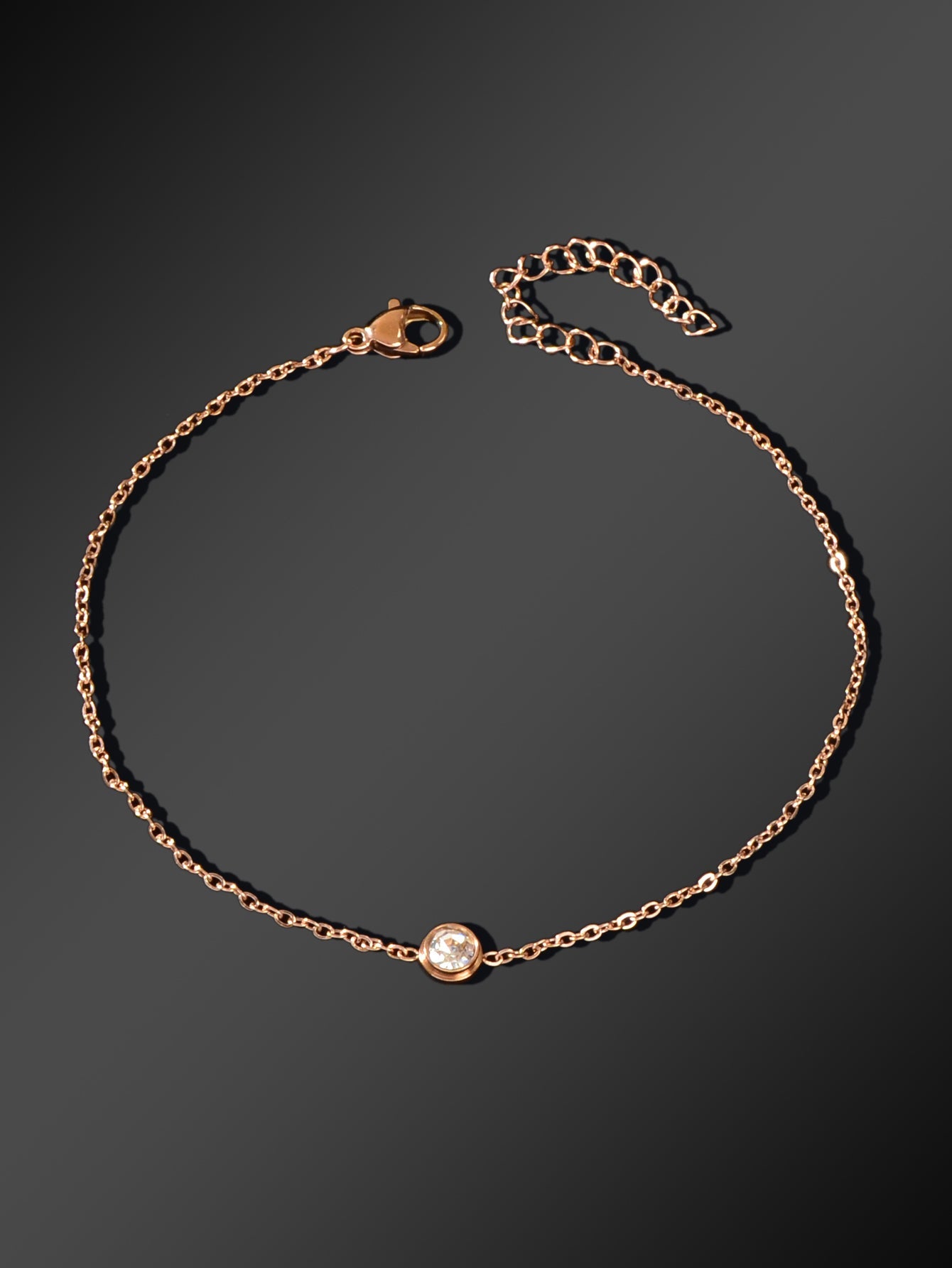 Rose Gold Rhinestone Charm Anklet