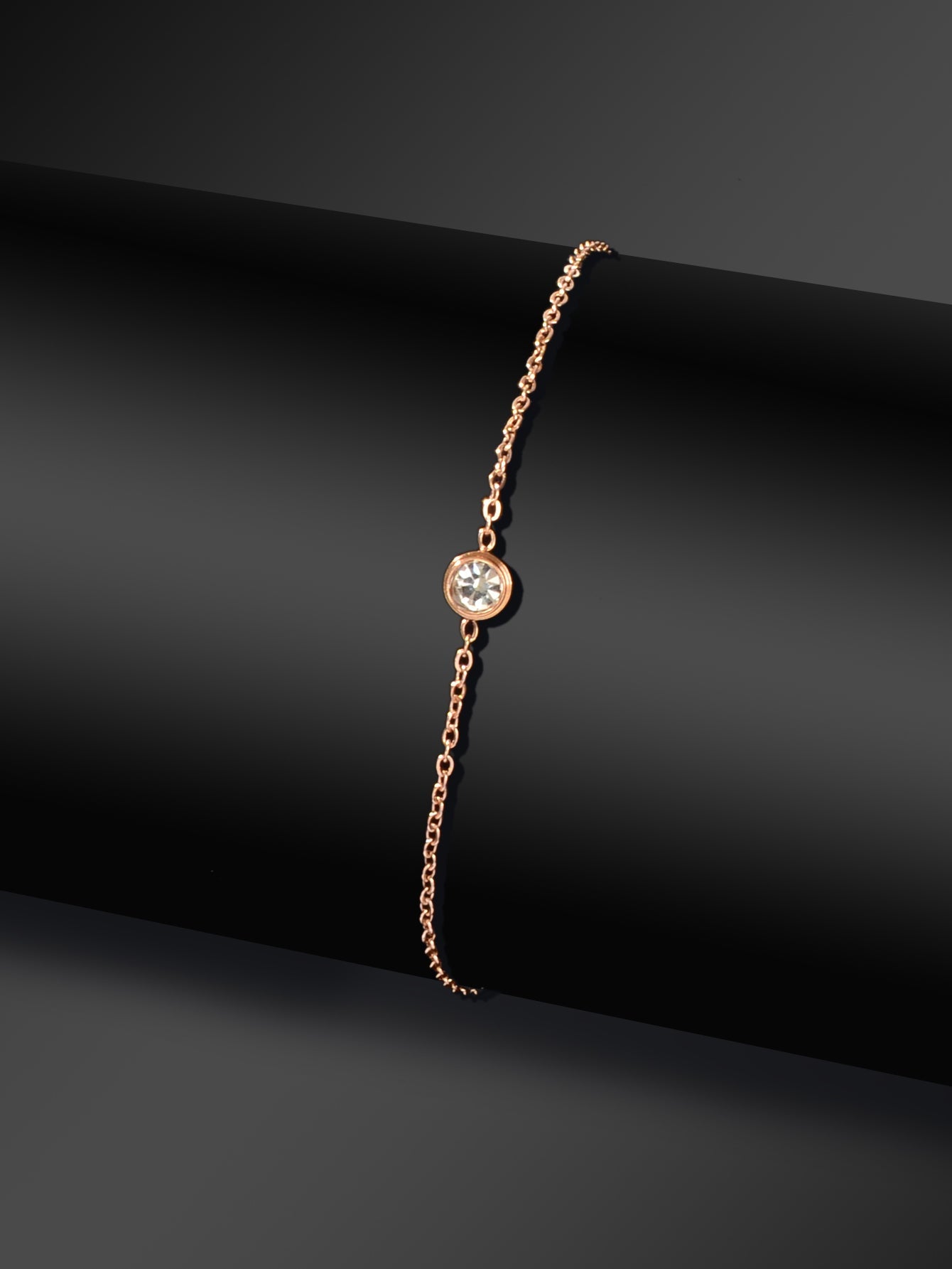 Rose Gold Rhinestone Charm Anklet