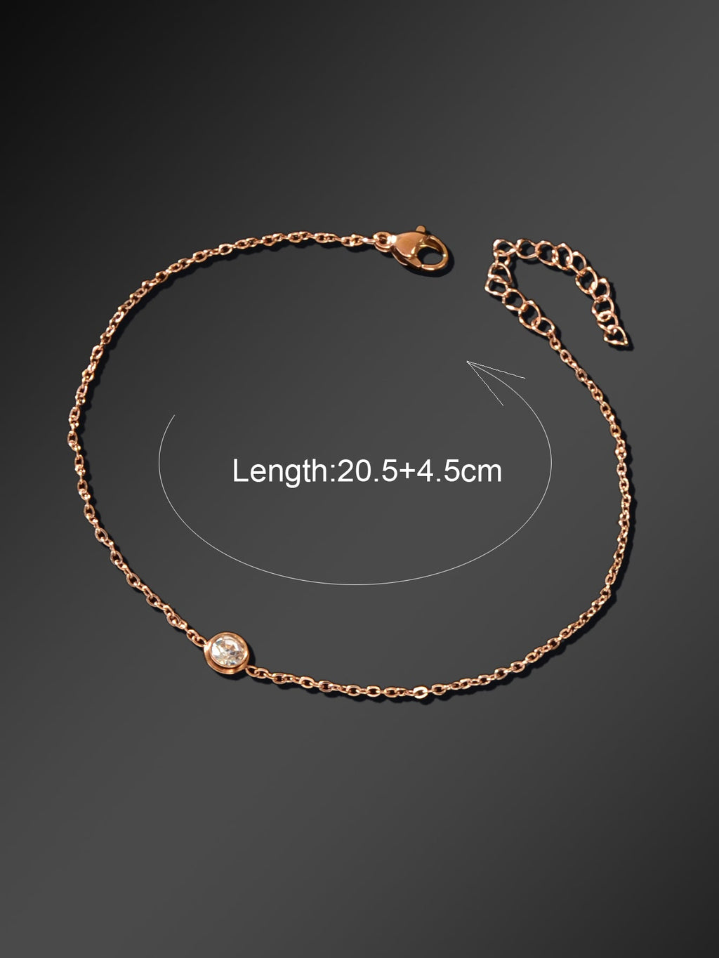 Rose Gold Rhinestone Charm Anklet