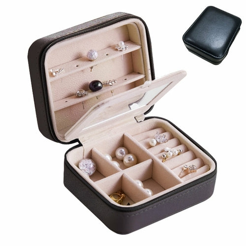 Palm Sized Vegan Leather Travel Jewelry Box