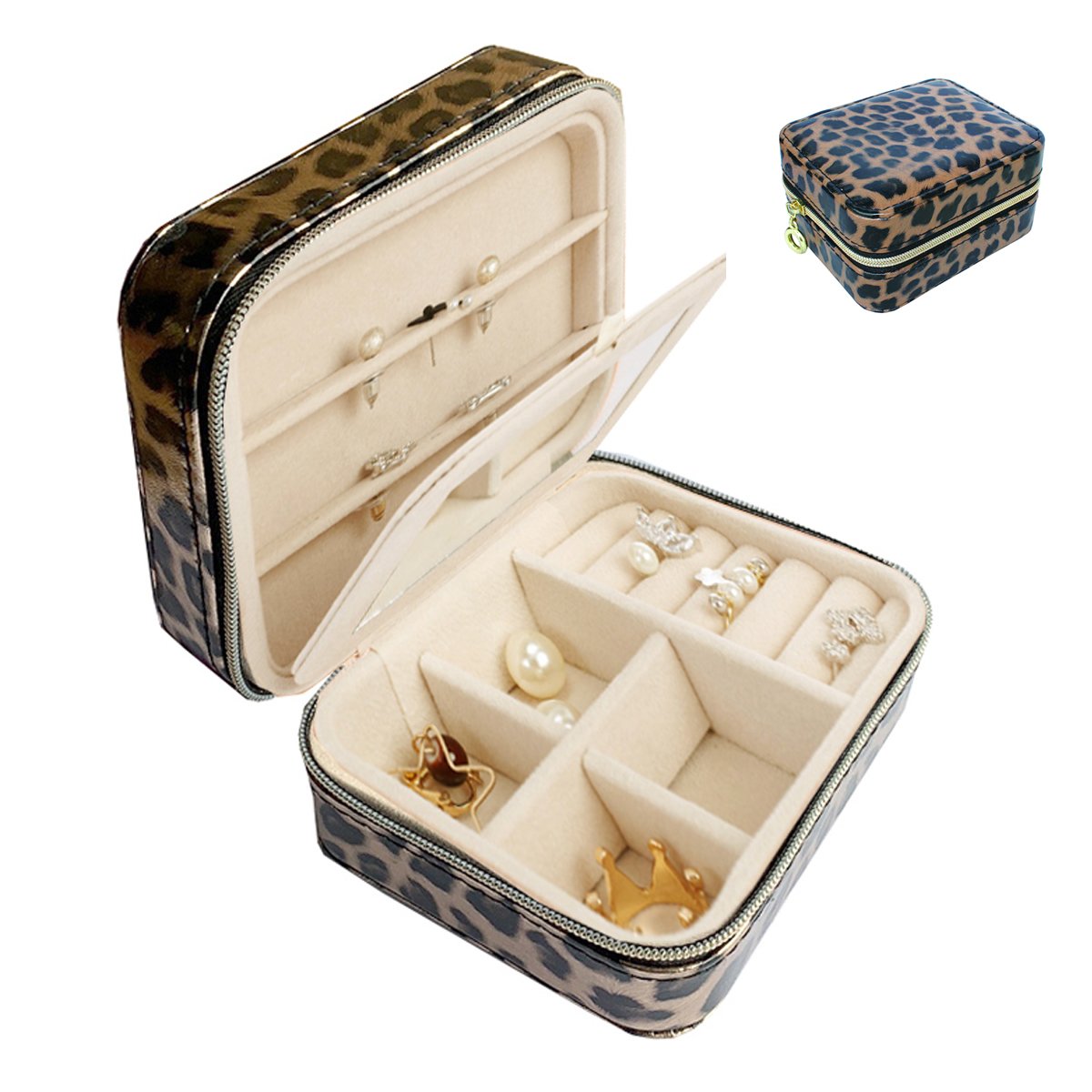 Palm Sized Vegan Leather Travel Jewelry Box