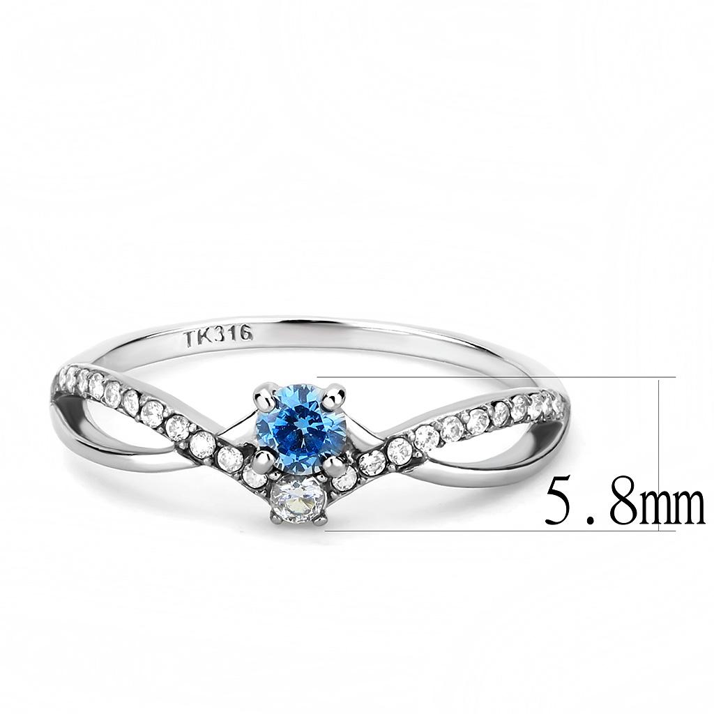 DA120 Stainless Steel Ring – Sea Blue AAA Grade CZ