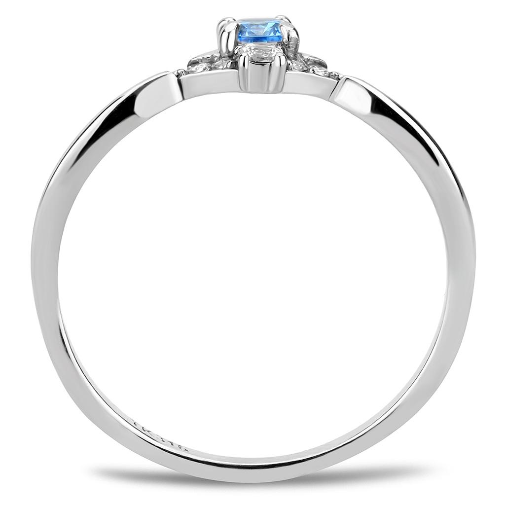 DA120 Stainless Steel Ring – Sea Blue AAA Grade CZ