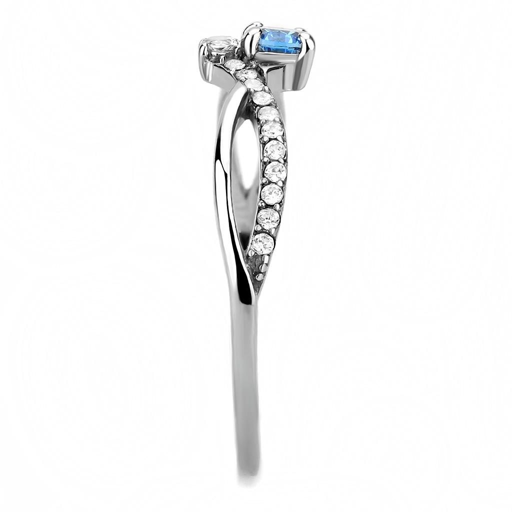 DA120 Stainless Steel Ring – Sea Blue AAA Grade CZ