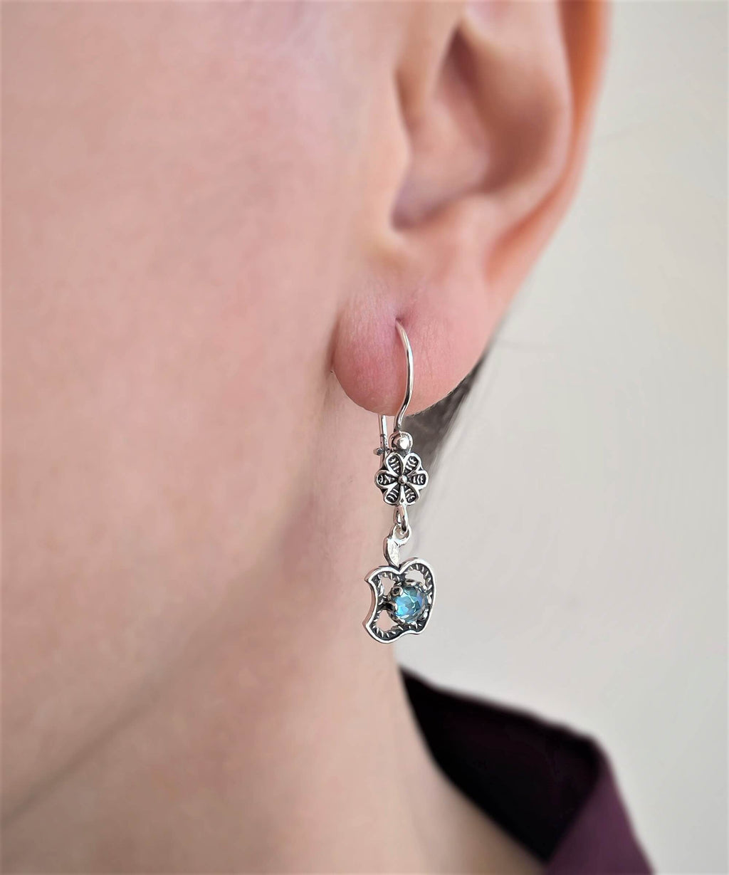 Sterling Silver Apple Filigree Dangle Earrings – Gemstone Choice