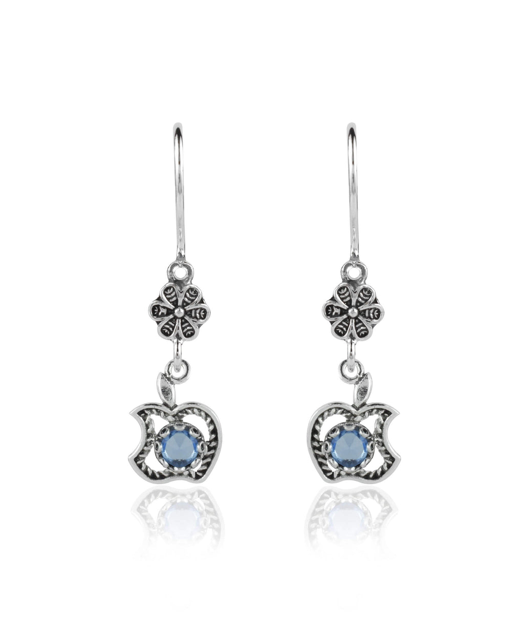 Sterling Silver Apple Filigree Dangle Earrings – Gemstone Choice