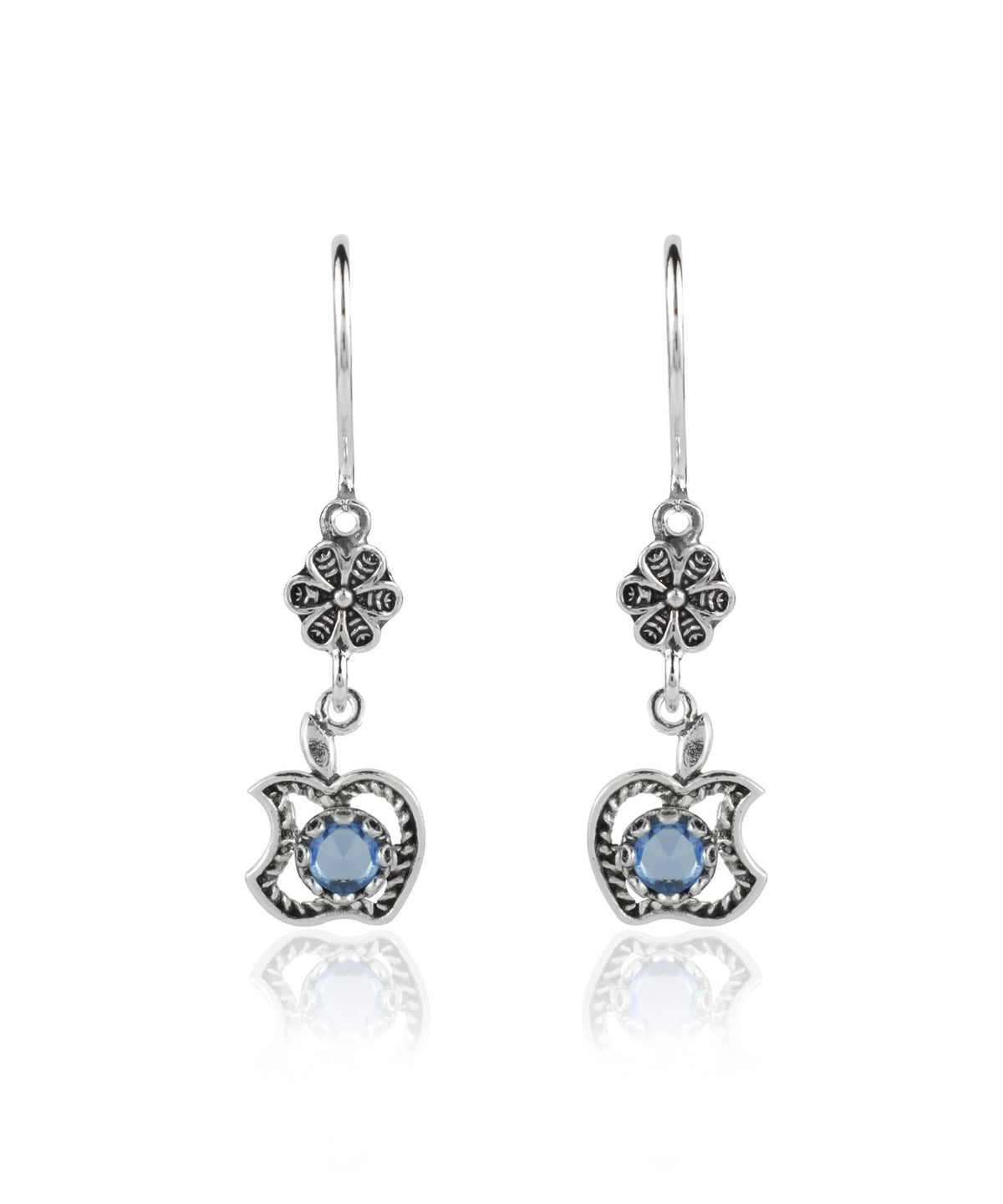 Sterling Silver Apple Filigree Dangle Earrings – Gemstone Choice