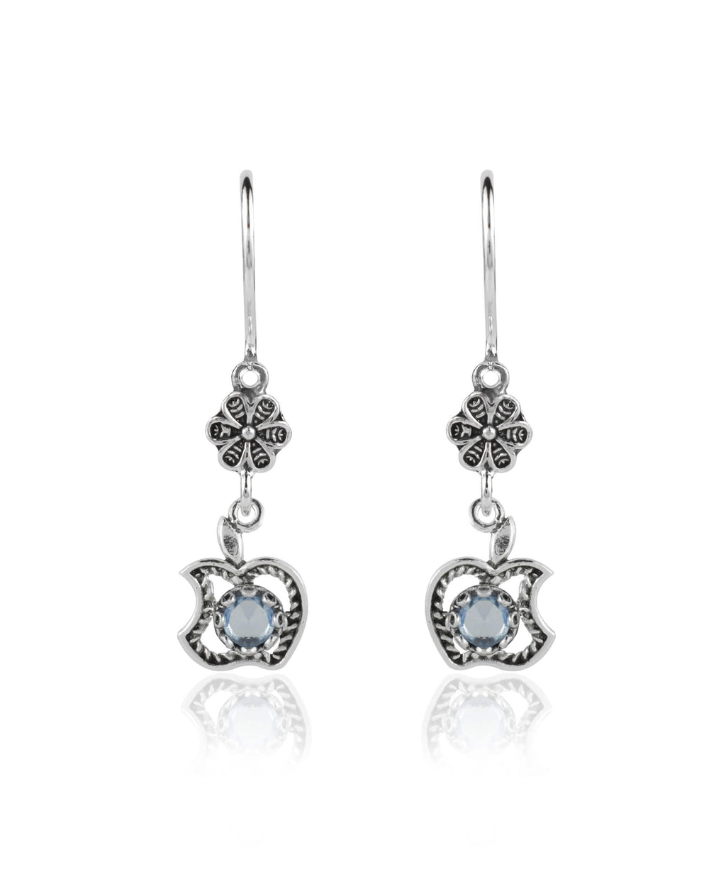 Sterling Silver Apple Filigree Dangle Earrings – Gemstone Choice