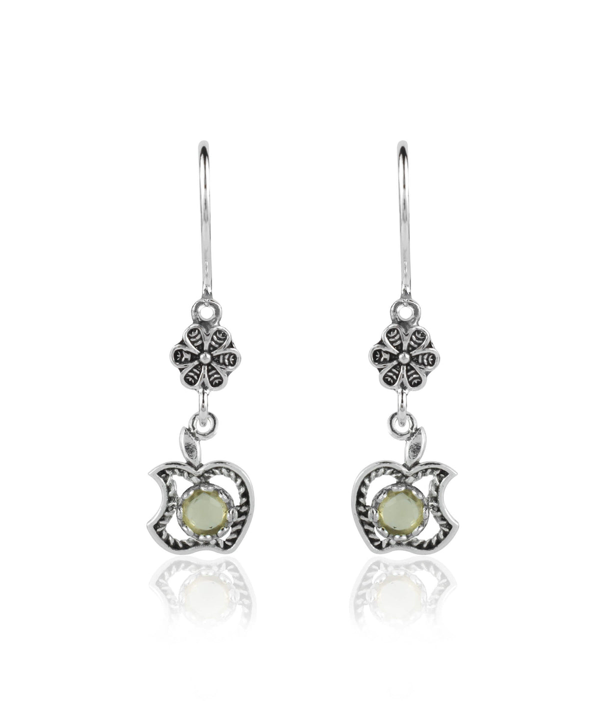 Sterling Silver Apple Filigree Dangle Earrings – Gemstone Choice