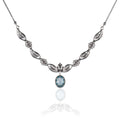 Sterling Silver Blue Topaz Filigree Necklace – Paisley Design