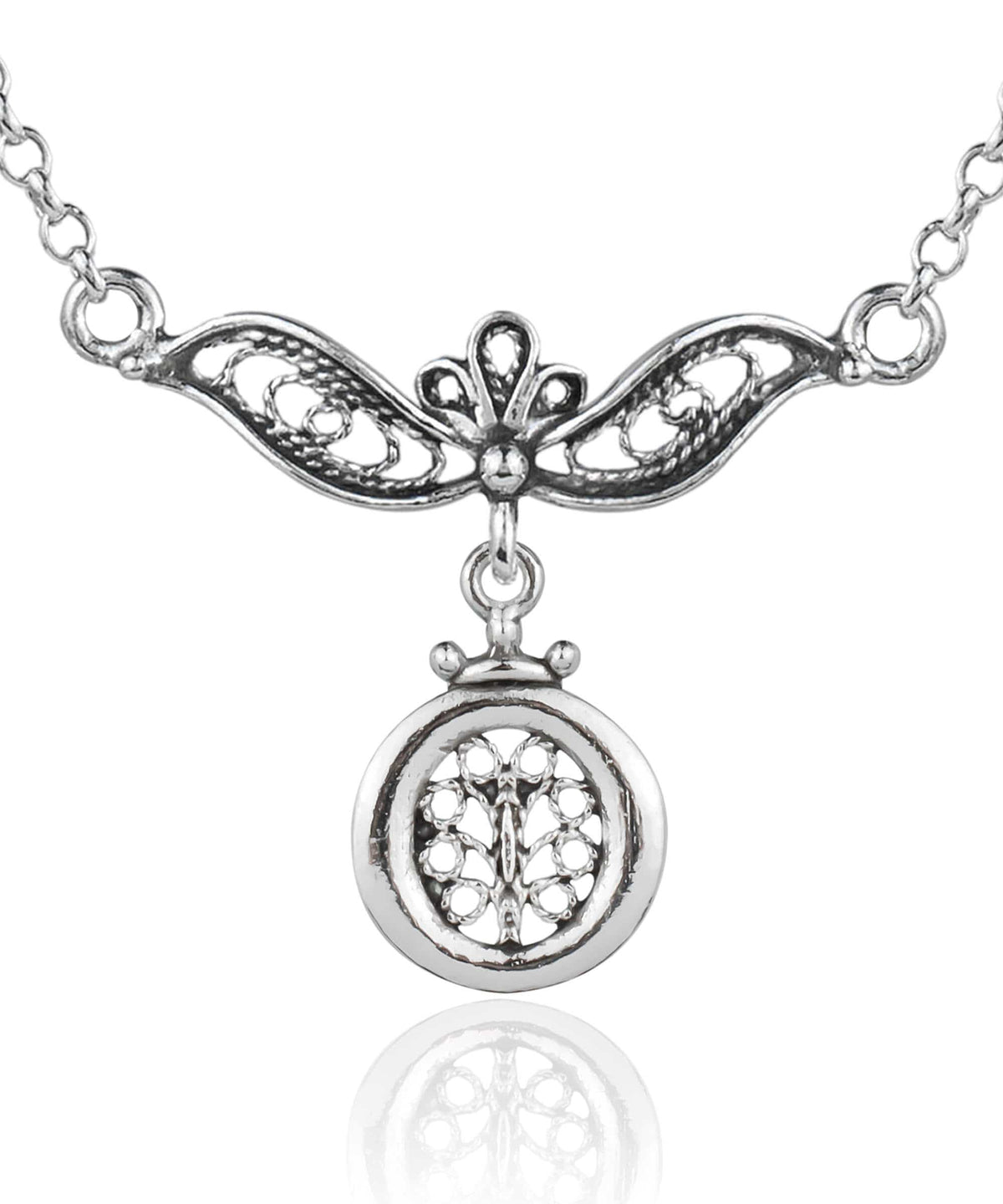 Sterling Silver Tree of Life Filigree Choker Necklace