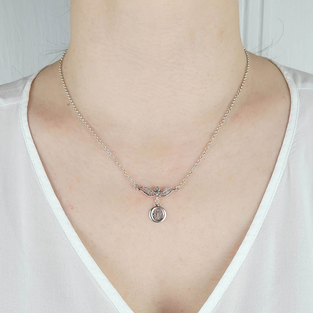 Sterling Silver Tree of Life Filigree Choker Necklace