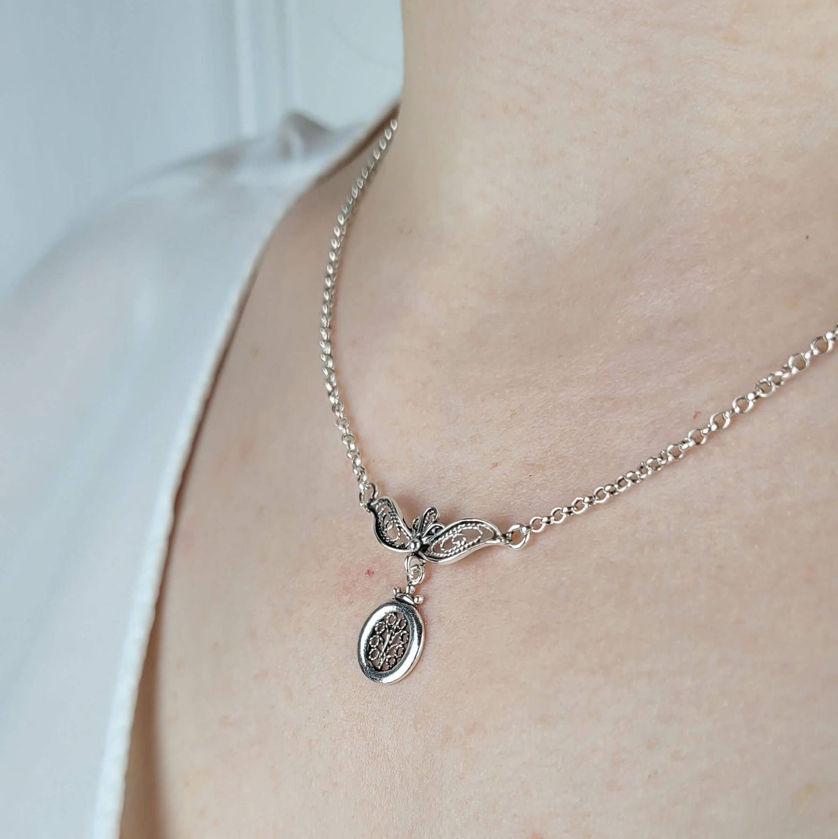 Sterling Silver Tree of Life Filigree Choker Necklace