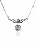 Sterling Silver Bee on the Heart Filigree Choker Necklace