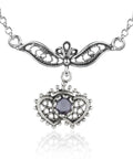 Sterling Silver Amethyst & Blue Topaz Heart-to-Heart Necklace
