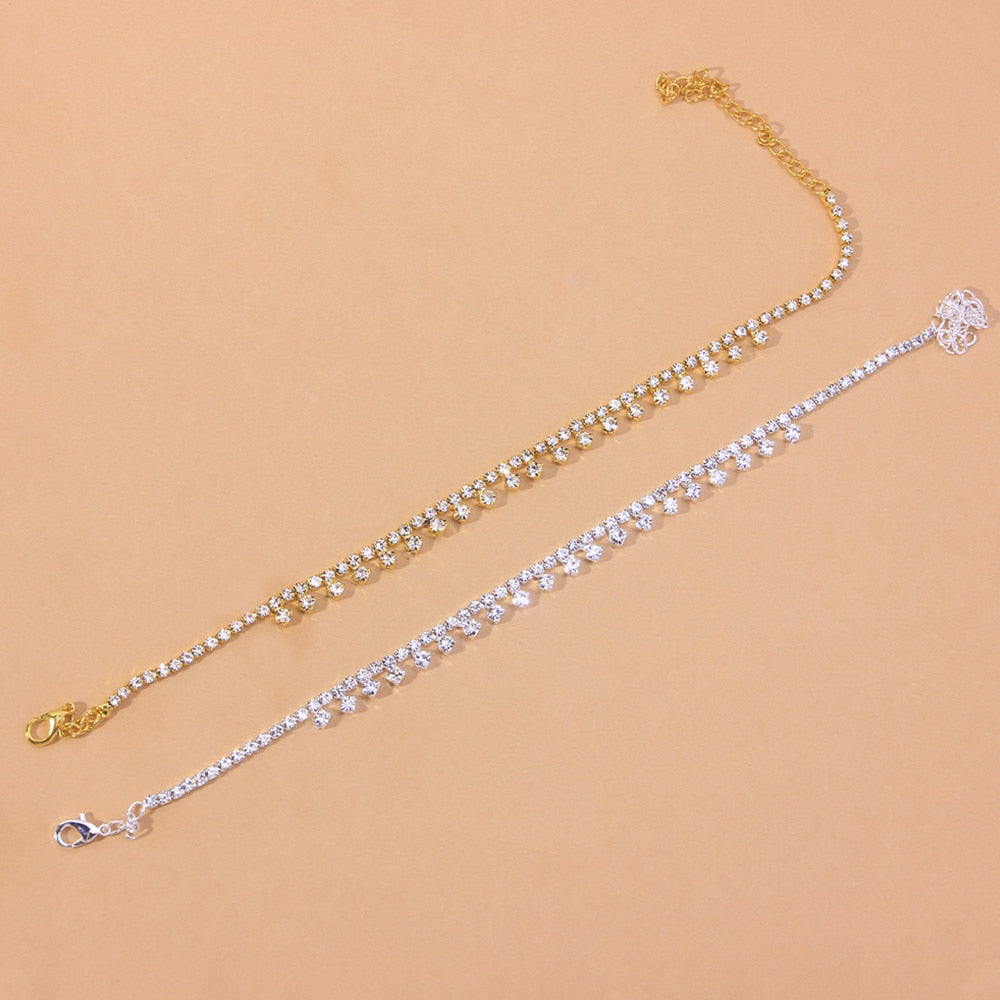 Rhinestone Water Drop Anklet for Women – Elegant Foot Jewelry