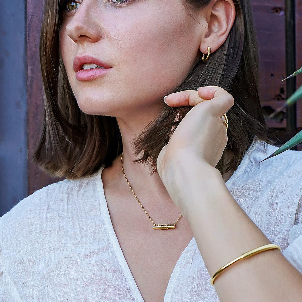 Wire Gold Jewelry Set – Necklace, Bangle & Hoops