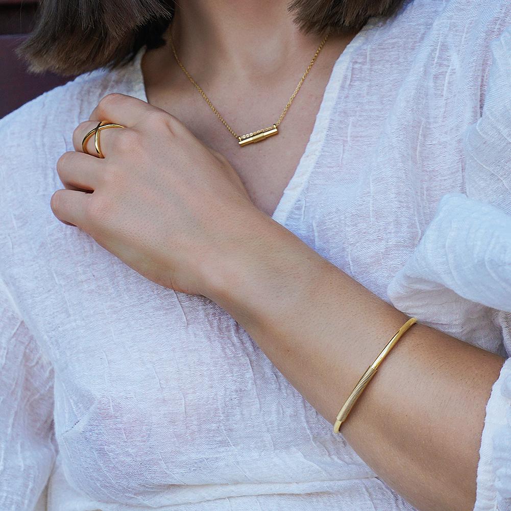 Wire Gold Jewelry Set – Necklace, Bangle & Hoops