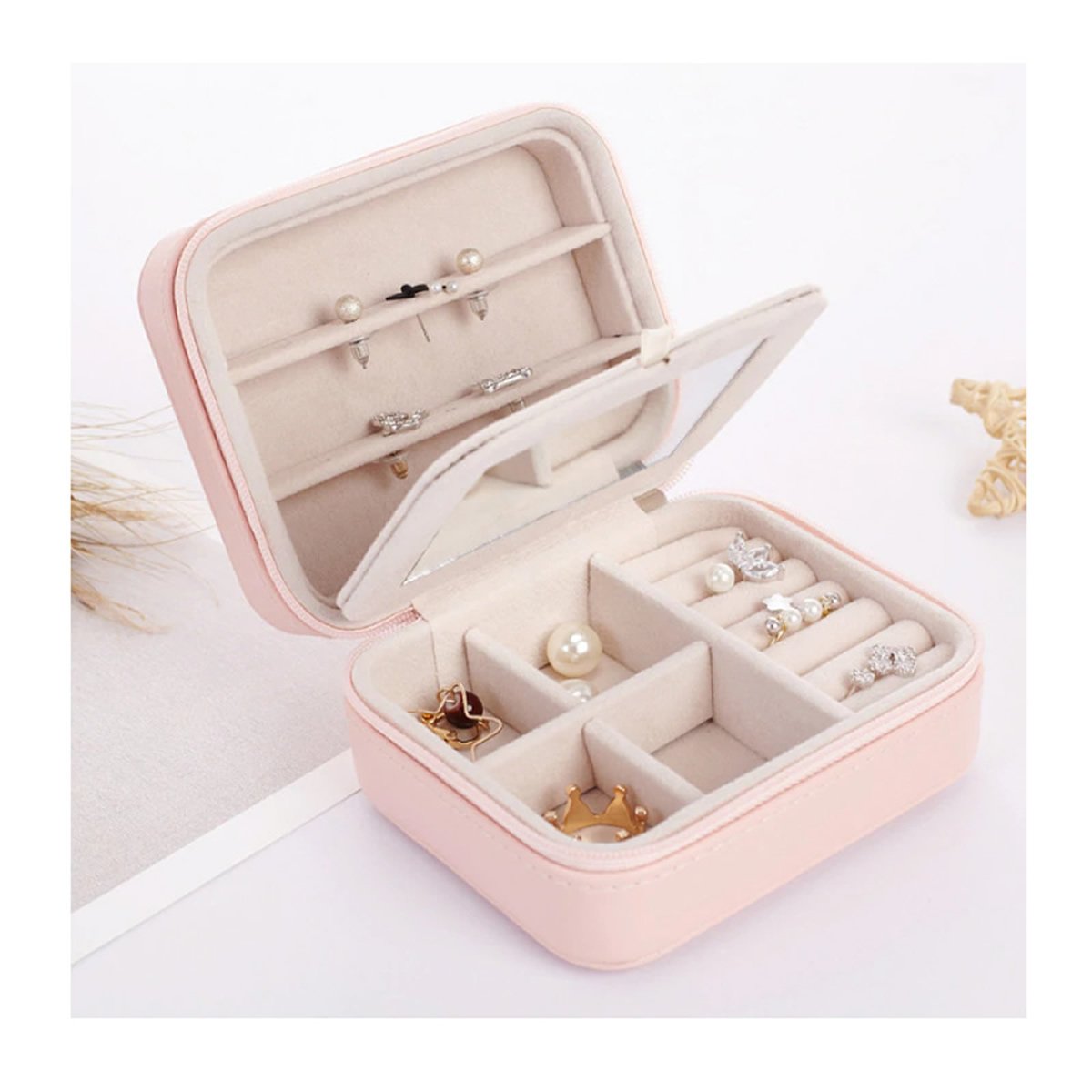 Palm Sized Vegan Leather Travel Jewelry Box