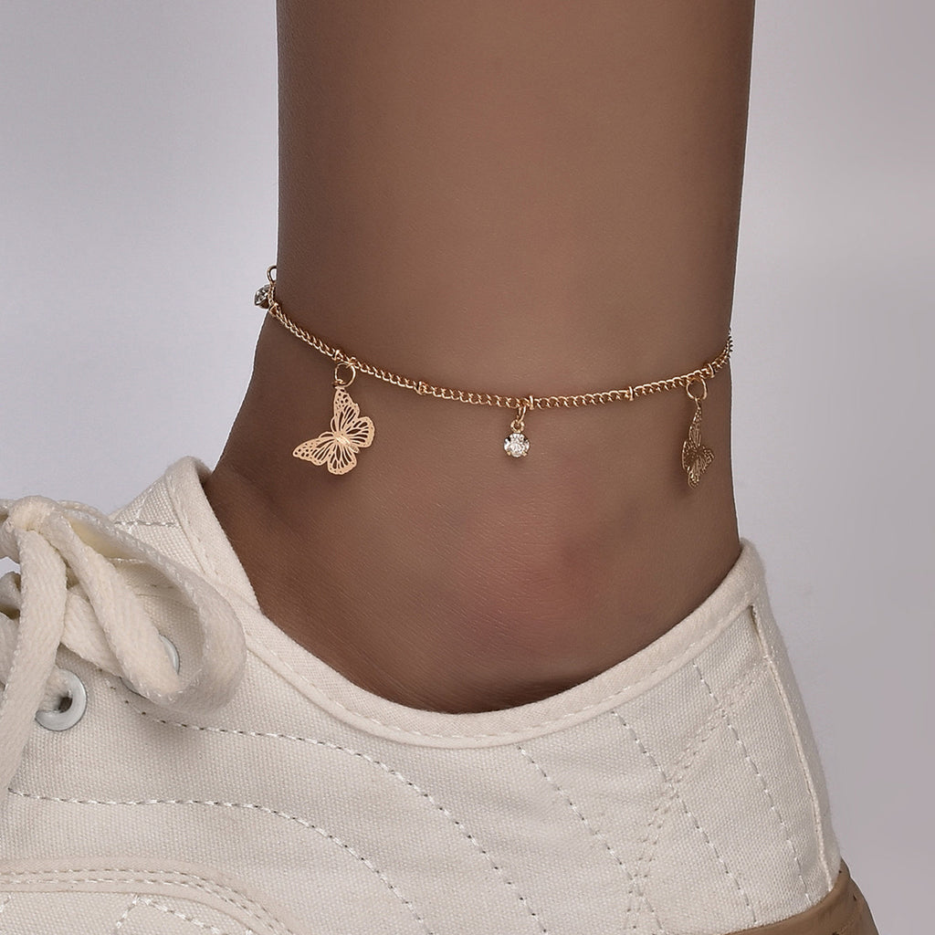 Butterfly Boho Anklet Bracelet With Adjustable Chain