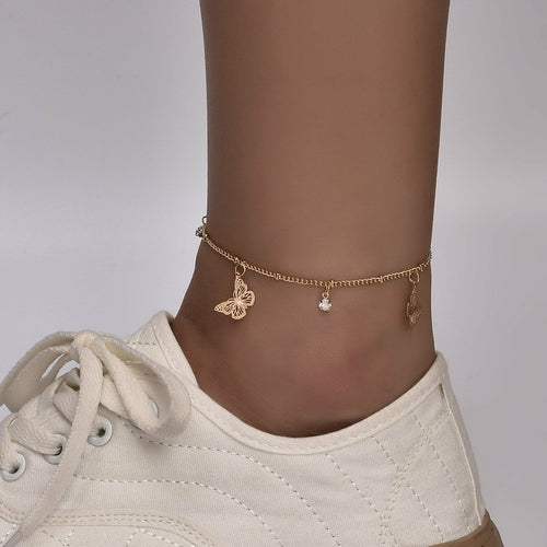 Butterfly Boho Anklet Bracelet With Adjustable Chain