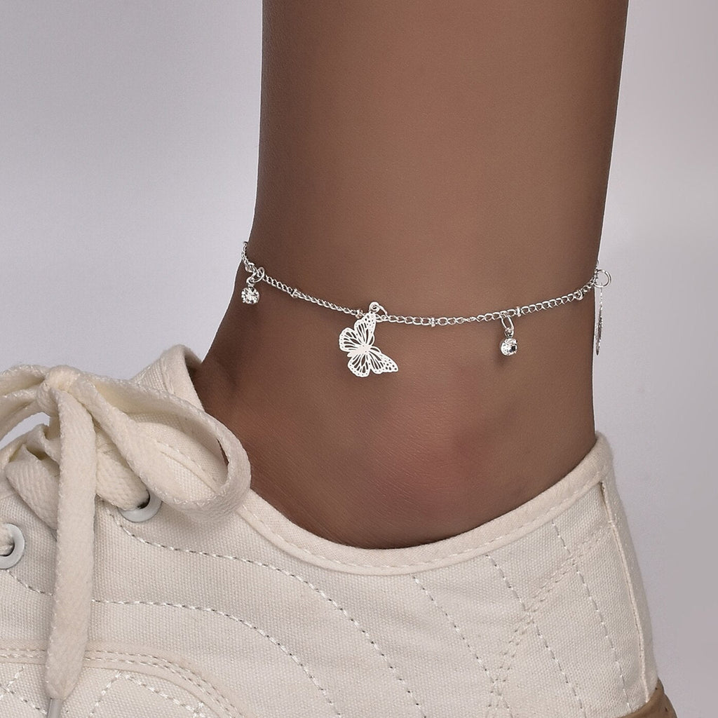 Butterfly Boho Anklet Bracelet With Adjustable Chain