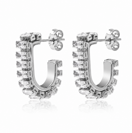 Gemma Baguette Gold Hoop Earrings