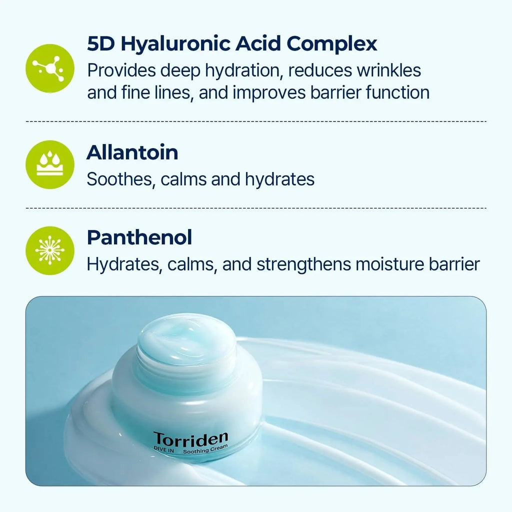 Torriden DIVE-IN Hyaluronic Acid Soothing Cream 3-Pack – 3 × 100ml