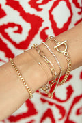 Gold Rhinestone Bracelet Set – 5 Piece Geometric Layered Stack