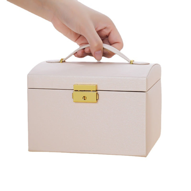 Luxury Leather Jewelry Box with Mirror & Lock