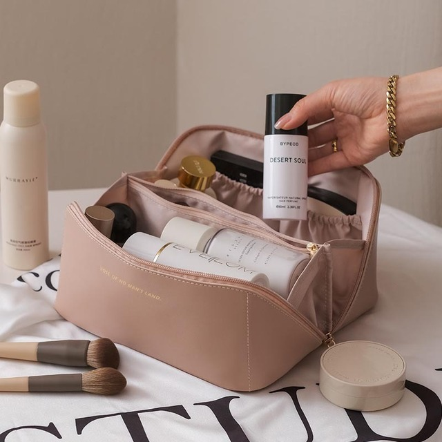 PU Leather Cosmetic Bag – Travel Makeup & Toiletry Organizer