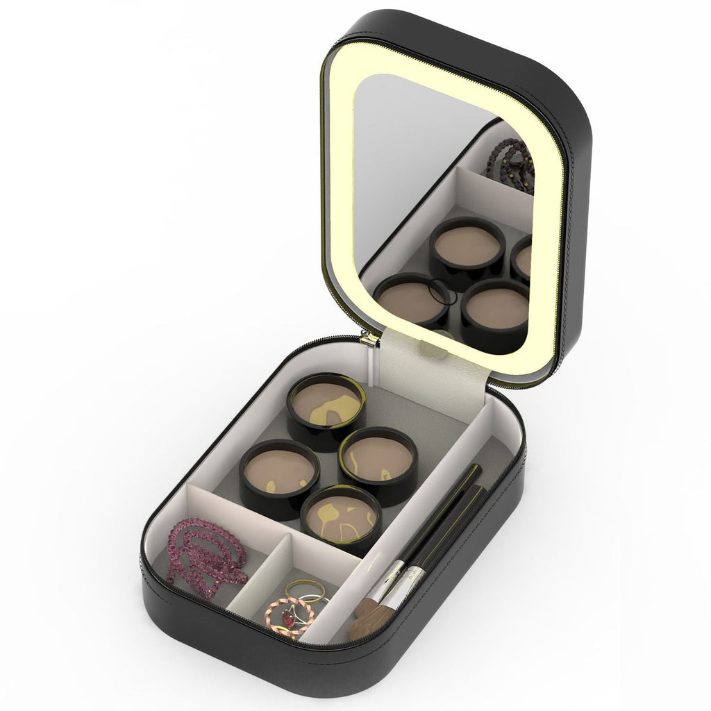Travel Makeup Bag with Rechargeable LED Mirror