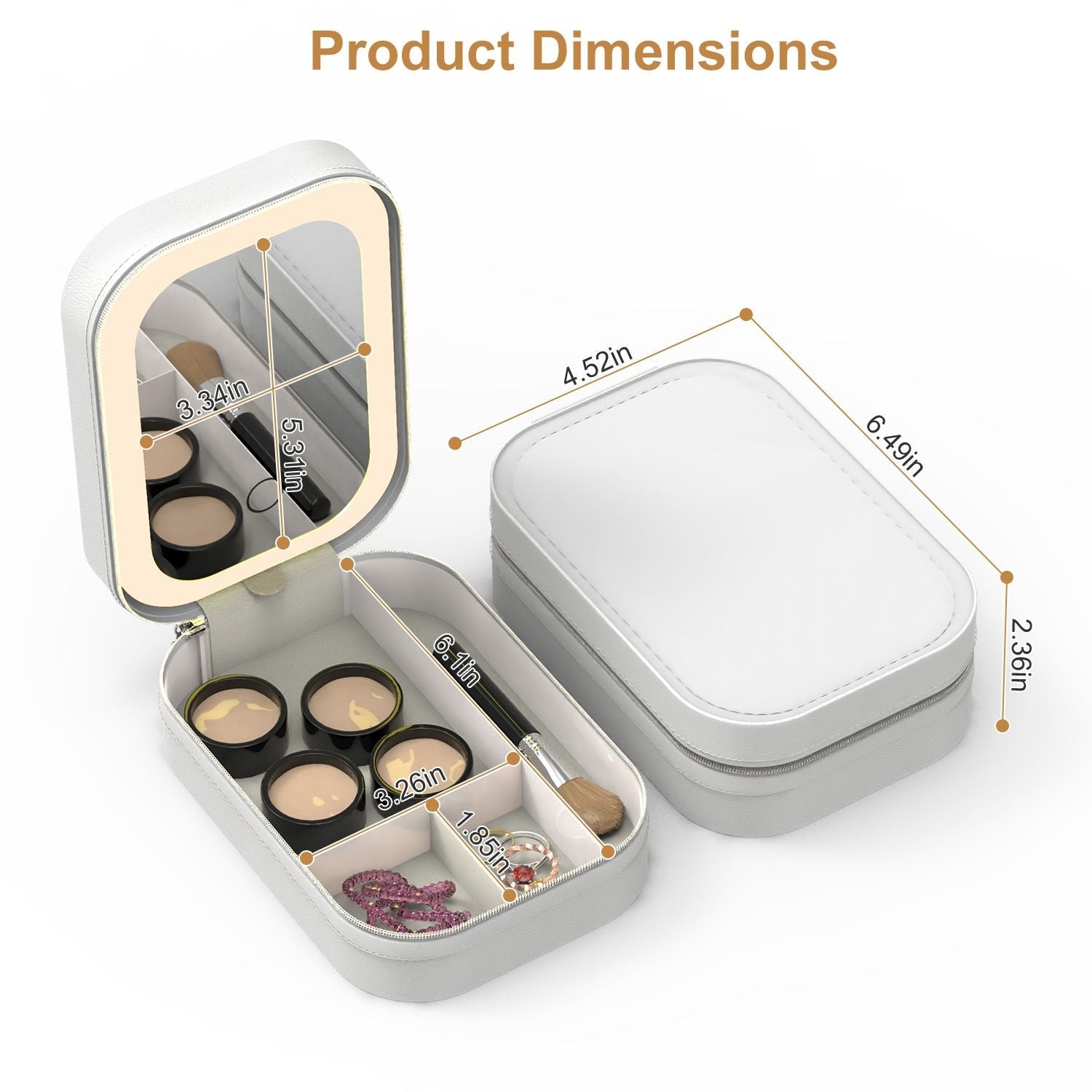 Travel Makeup Bag with Rechargeable LED Mirror