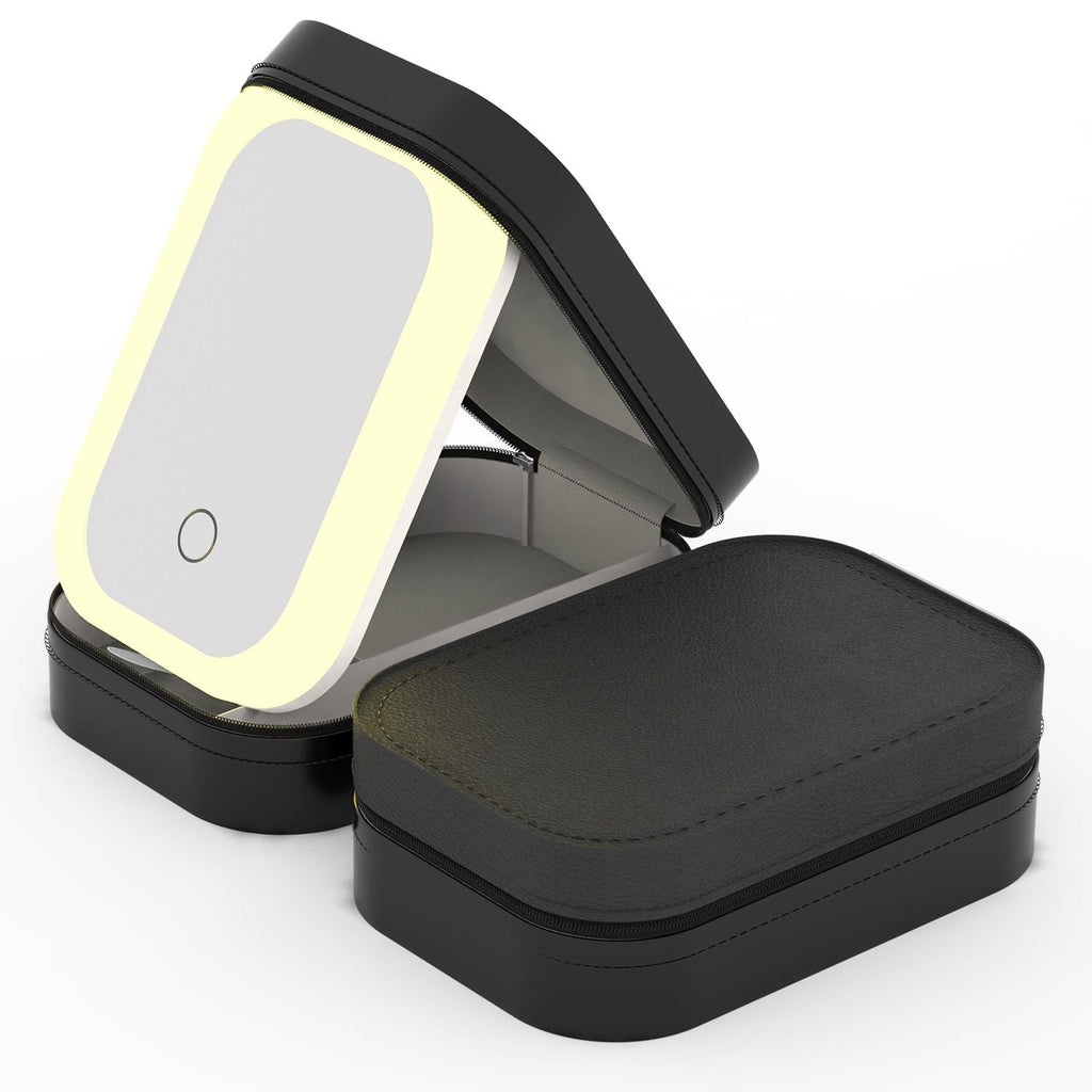 Travel Makeup Bag with Rechargeable LED Mirror