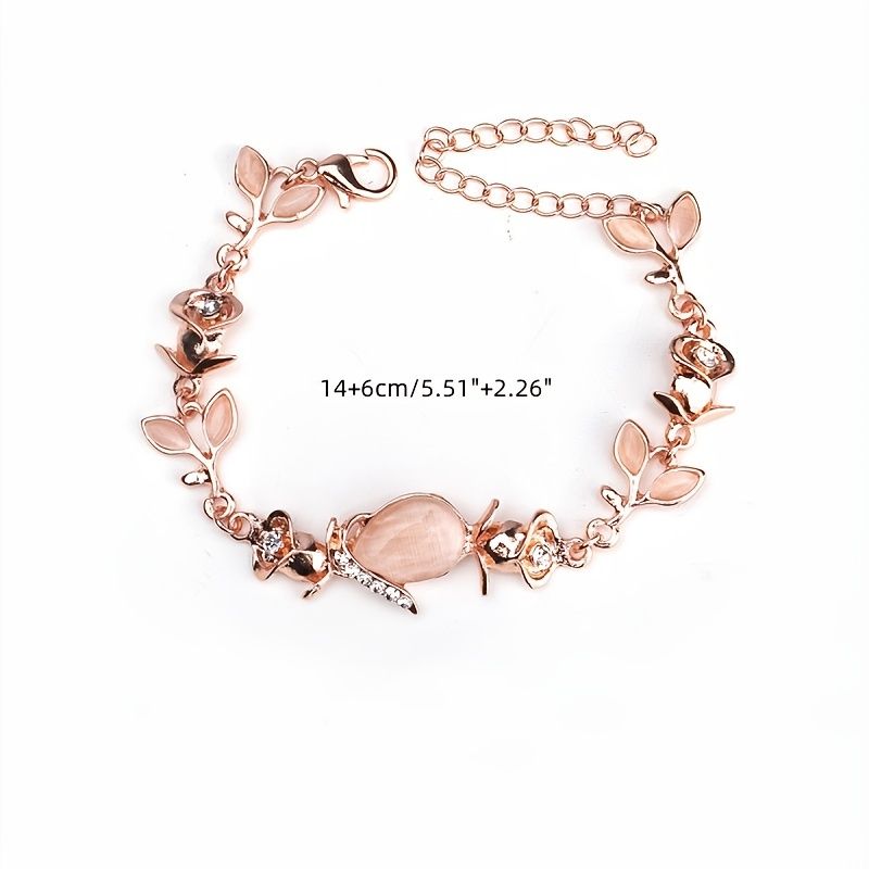 Flower & Leaf Shiny Chain Bracelet
