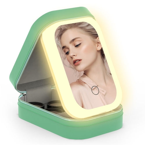 Travel Makeup Bag with Rechargeable LED Mirror