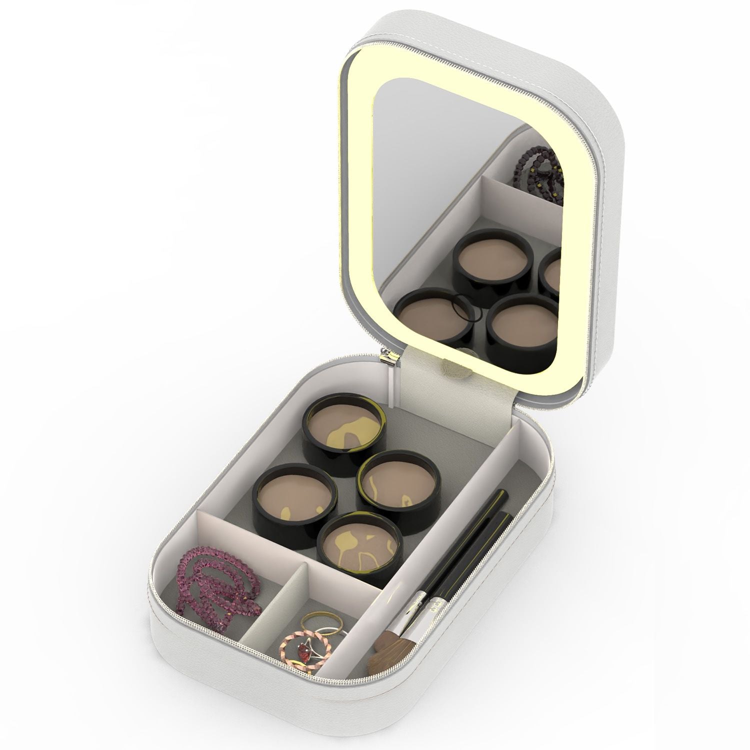 Travel Makeup Bag with Rechargeable LED Mirror