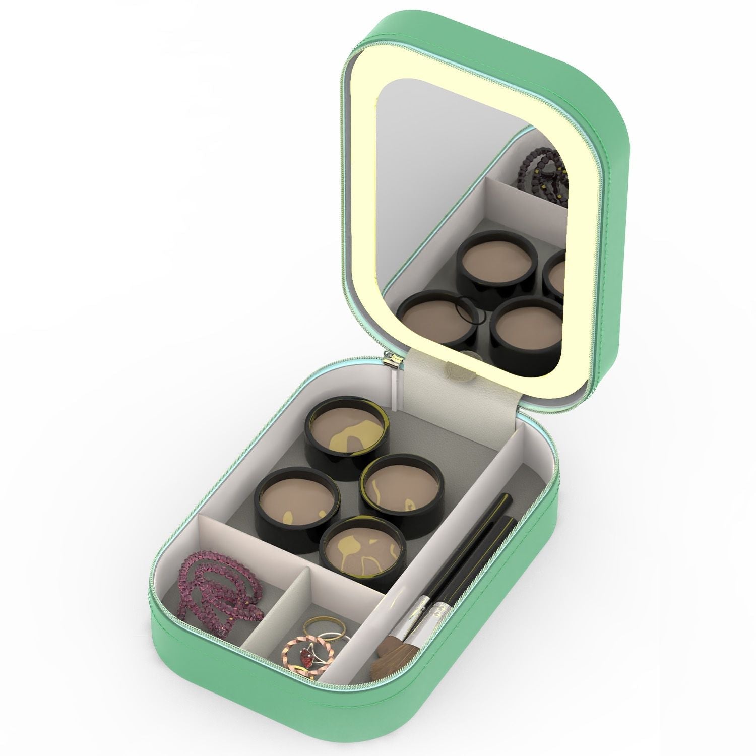 Travel Makeup Bag with Rechargeable LED Mirror