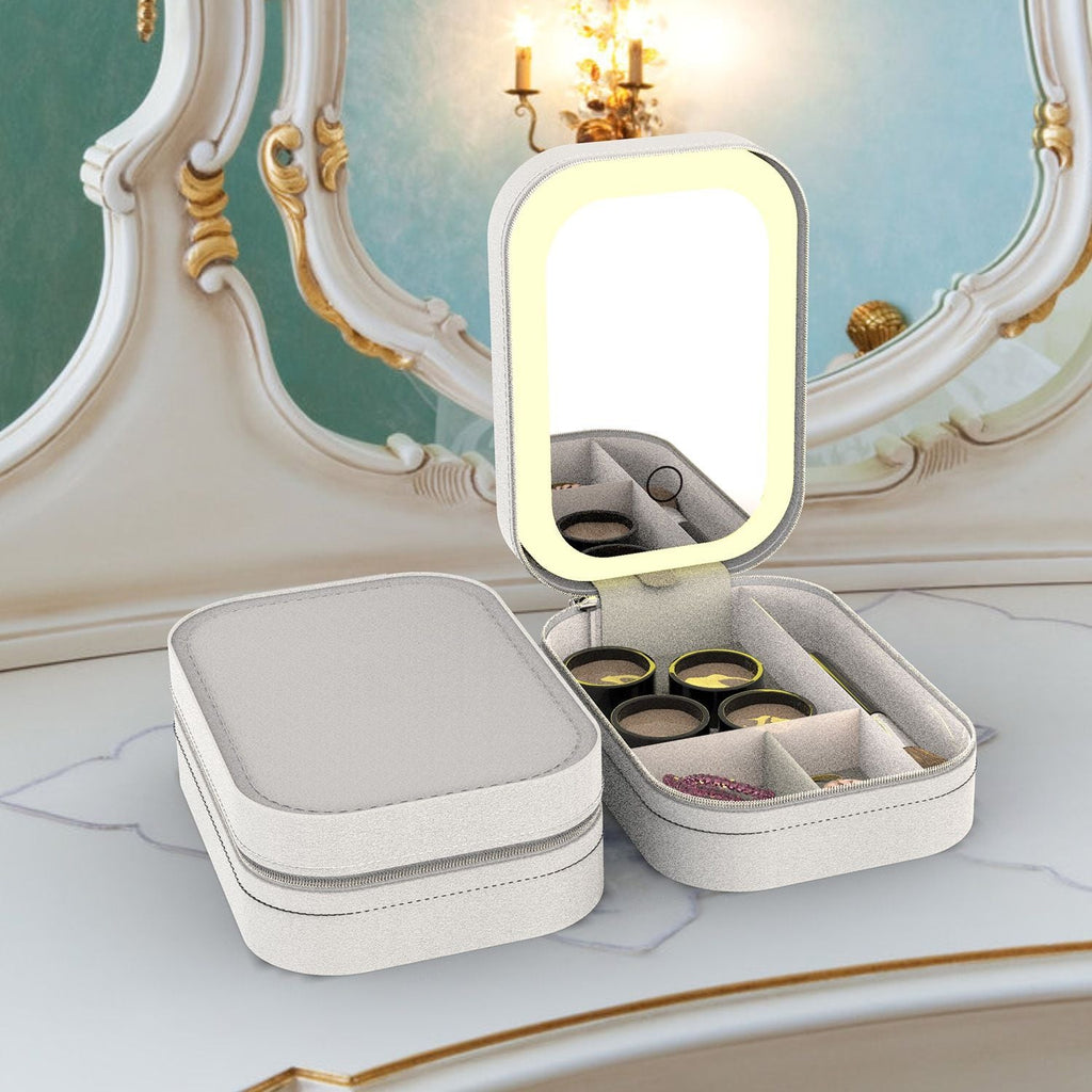 Travel Makeup Bag with Rechargeable LED Mirror