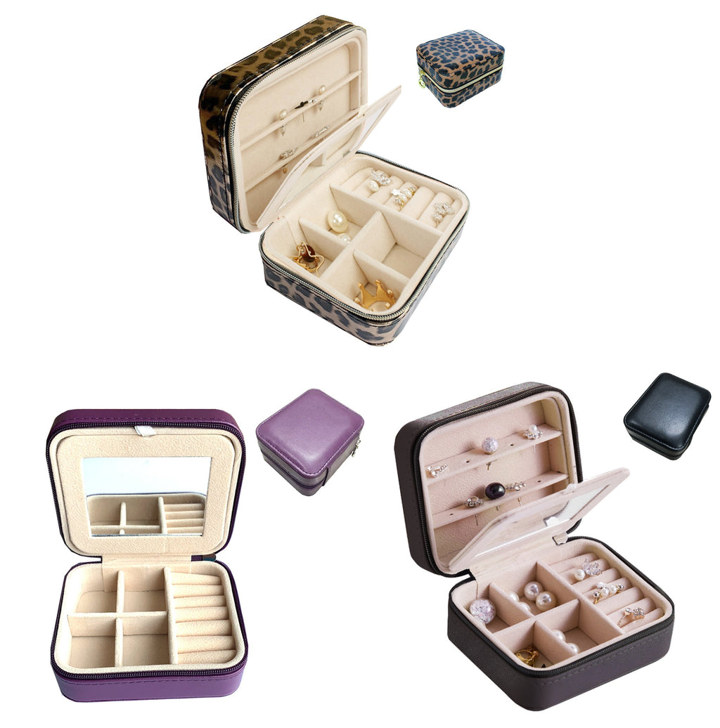 Palm Sized Vegan Leather Travel Jewelry Box
