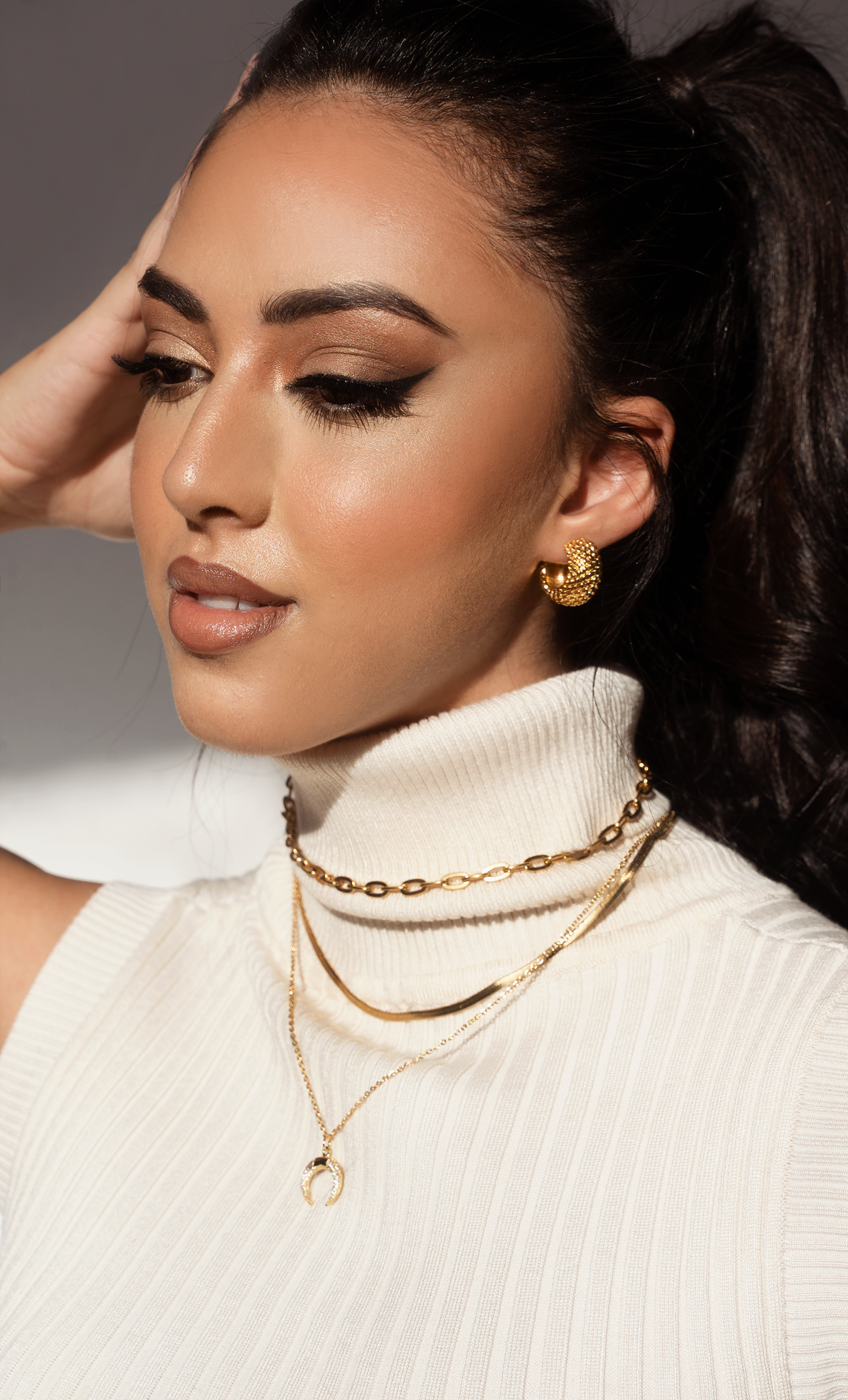 Ciara Textured Gold Hoop Earrings