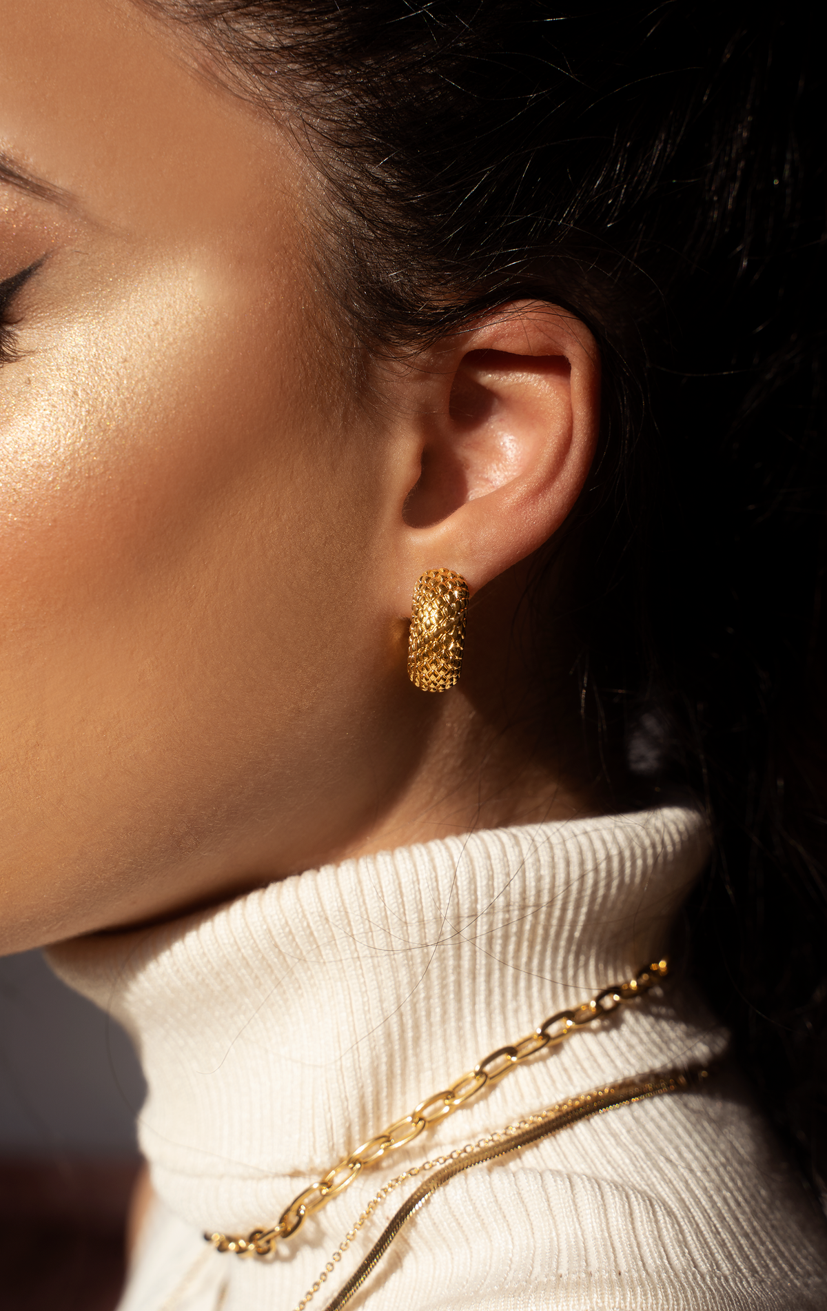 Ciara Textured Gold Hoop Earrings