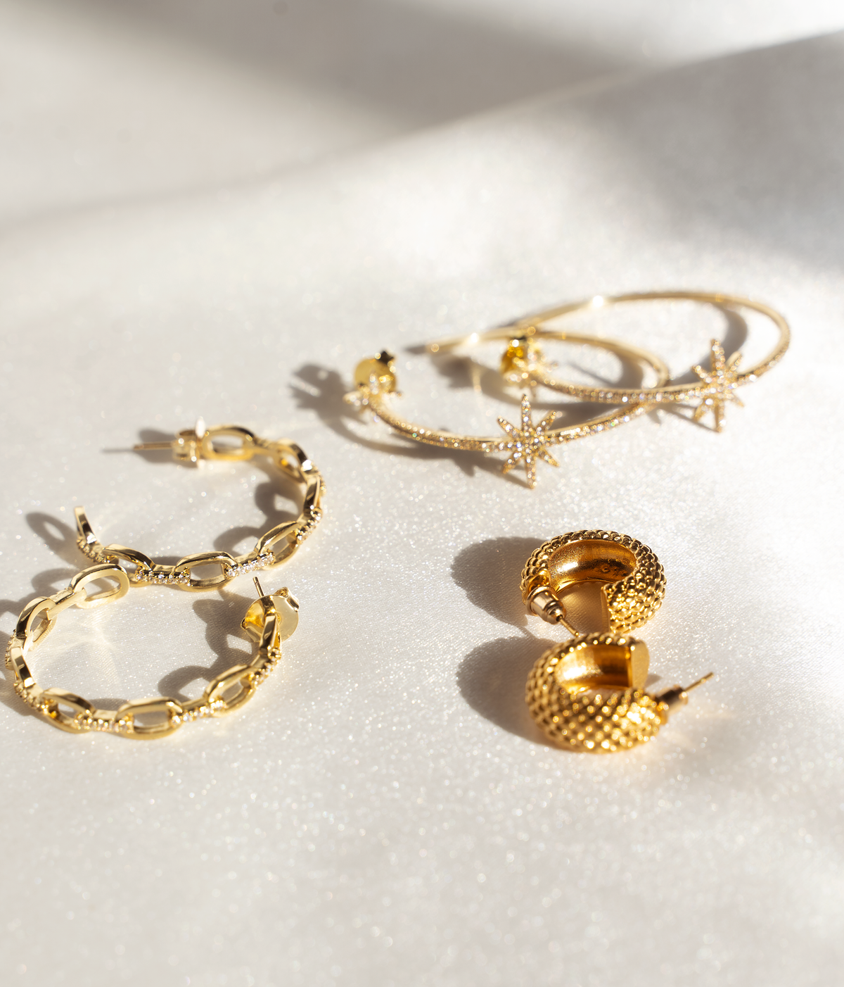 Ciara Textured Gold Hoop Earrings