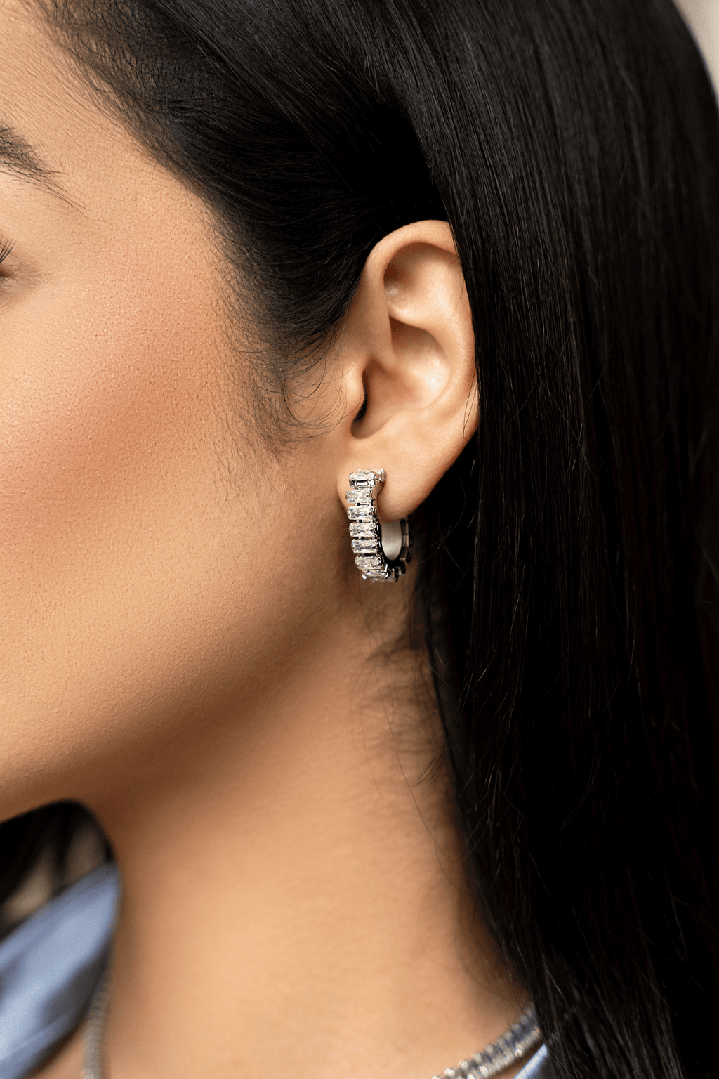 Gemma Baguette Gold Hoop Earrings