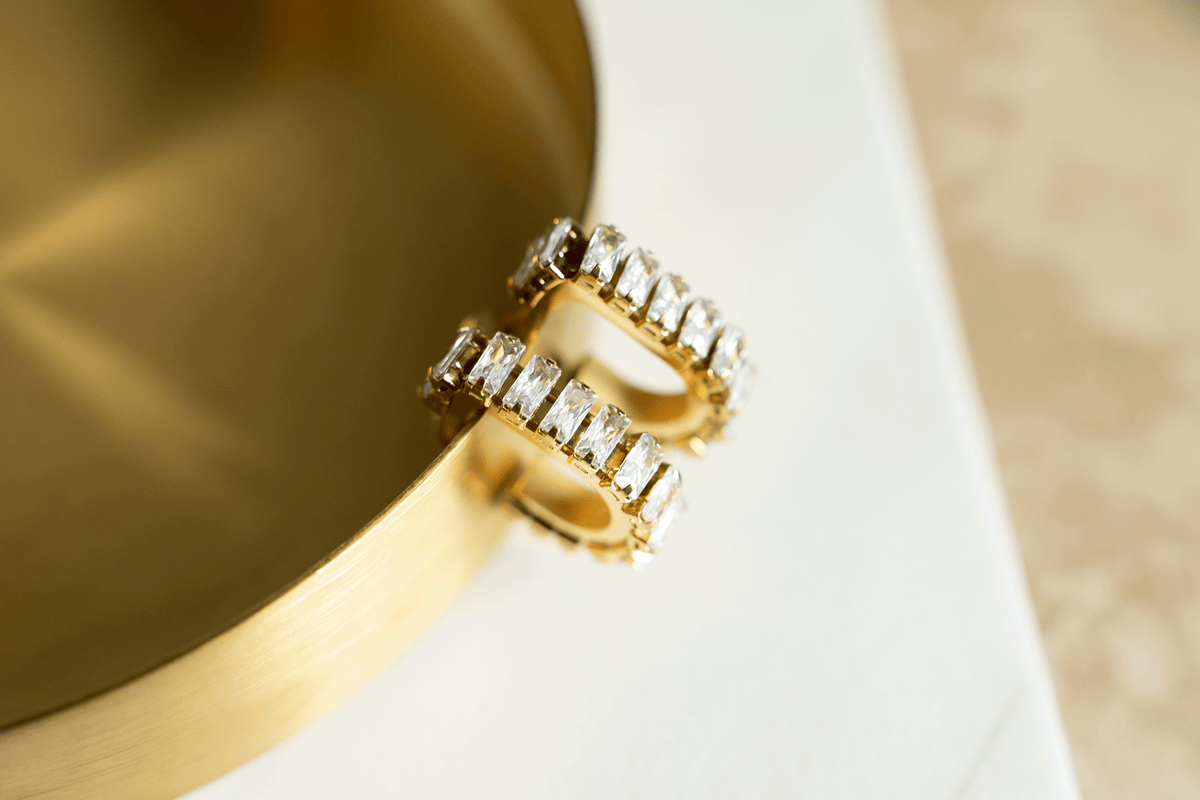Gemma Baguette Gold Hoop Earrings
