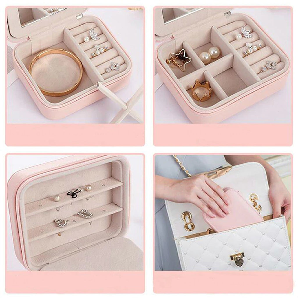 Palm Sized Vegan Leather Travel Jewelry Box